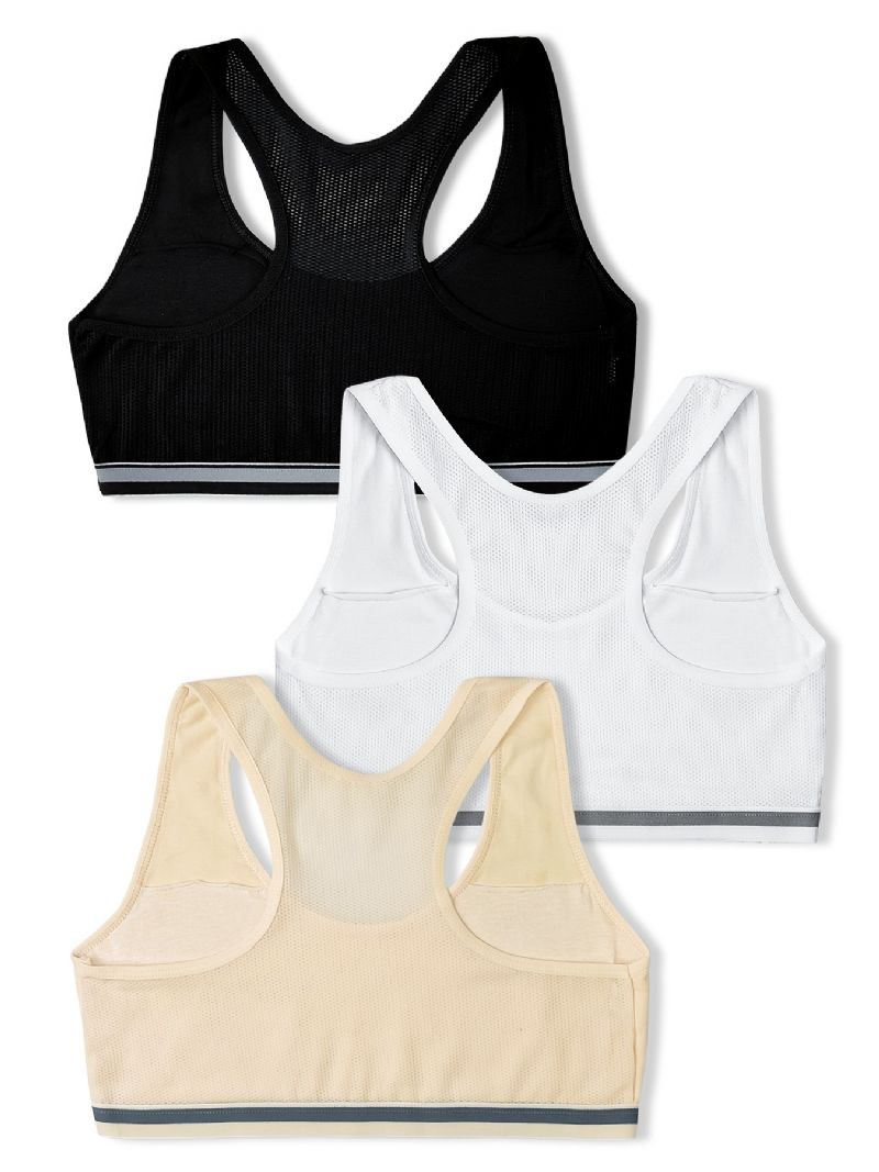 3 Stk Teen Piger Casual Bomuld Sports Bh Åndbar Stretchy Undertøj Vest