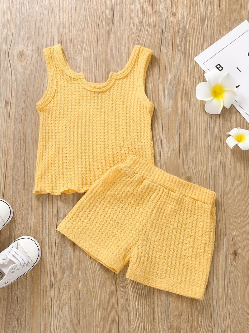 2 Stk Baby Piger Ærmeløs Crop Tank Top & Shorts Børnetøj