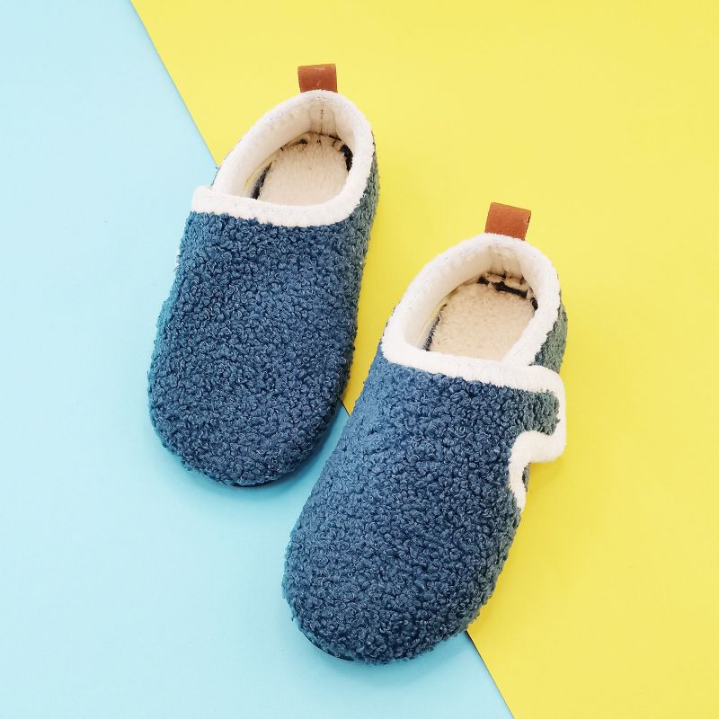 Babypiger Casual Simple Solid Hjemmesko Skridsikker Lette Slip-on Fortykket Fleece Termiske Til Hjemmet