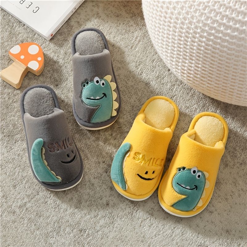 Piger Casual Cartoon Dinosaur Print Hjemmesko Slip On-slip Sko Til Vinter Hjem Pvc