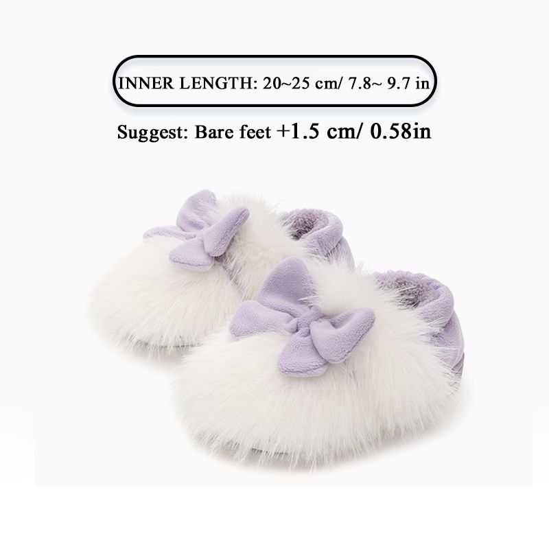 Unisex Børn Søde Hjemmesko Blødsålede Anti-slip Bowknot Fleece Indendørs Slides Til Vinter / Små / Store /