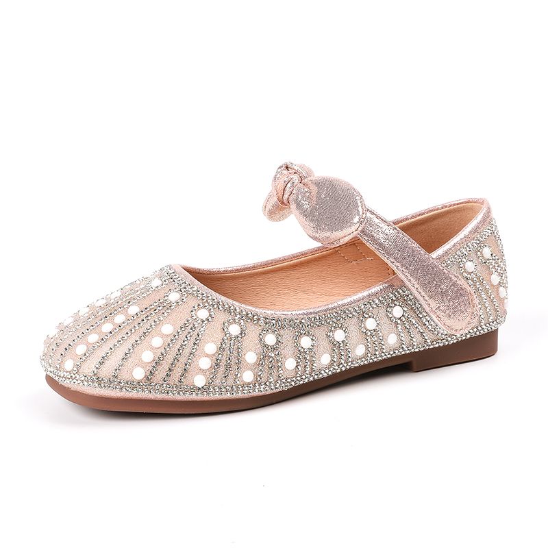 Mary Jane Faux Pearl Bow Soft Sole Sko Til Børn