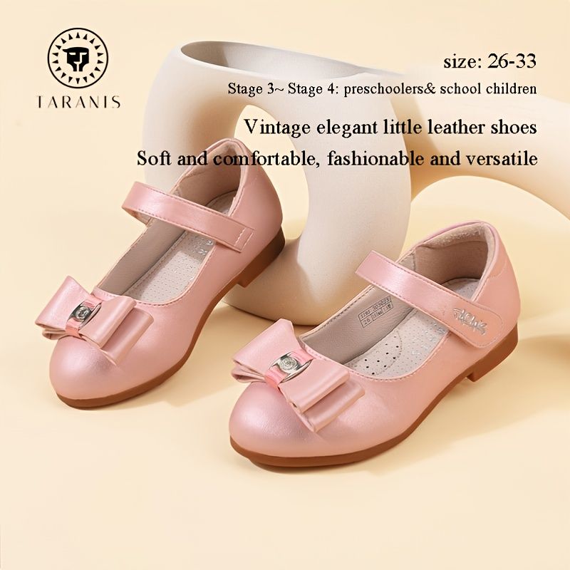 Piger Julegave Vintage Elegant Sløjfe Læder Mary Jane Flats Autumn