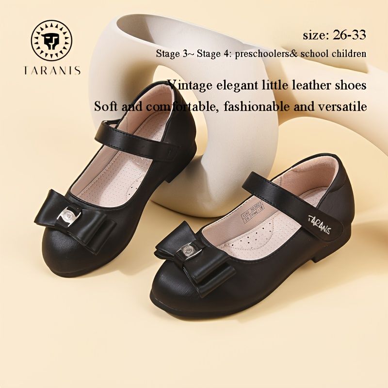 Piger Julegave Vintage Elegant Sløjfe Læder Mary Jane Flats Autumn