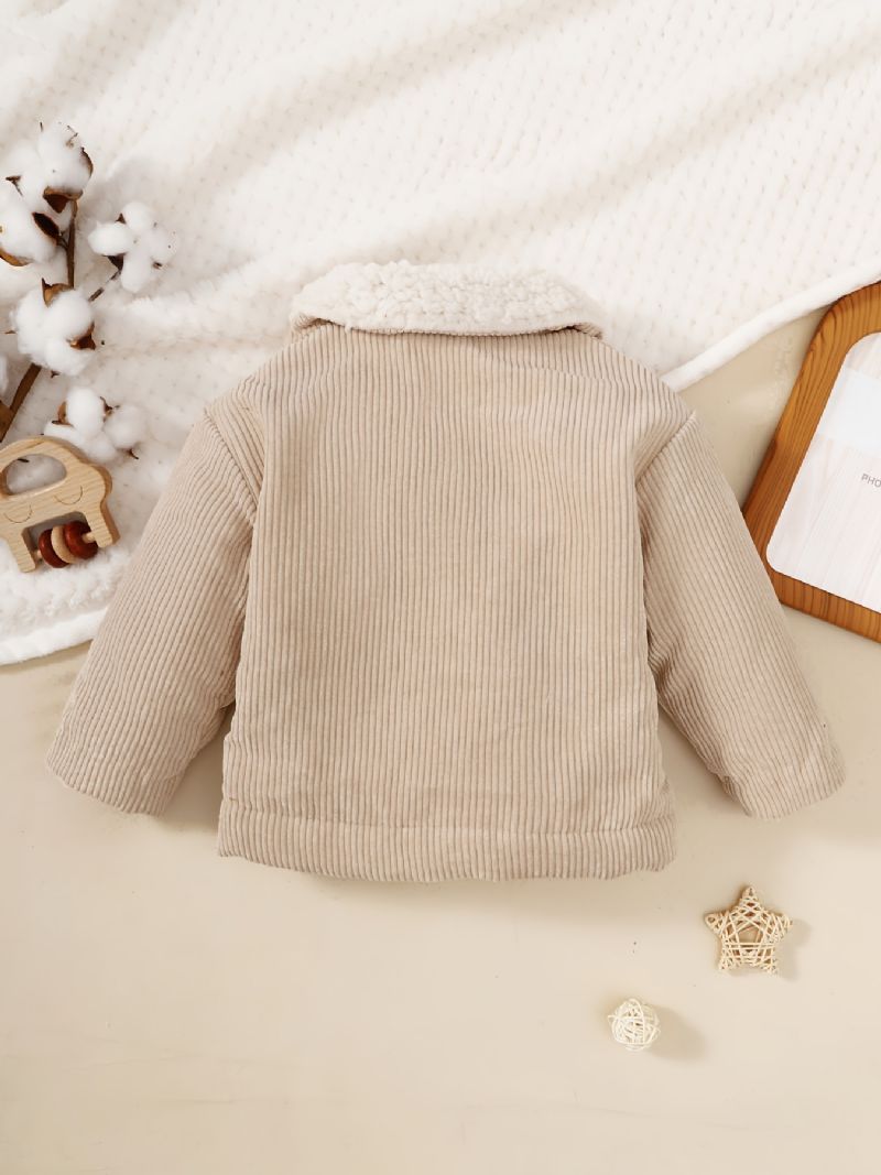 Baby Fløjlsjakke Lapel Button Down Fleece Varm Frakke Vinter Drenge Piger Børn Tøj