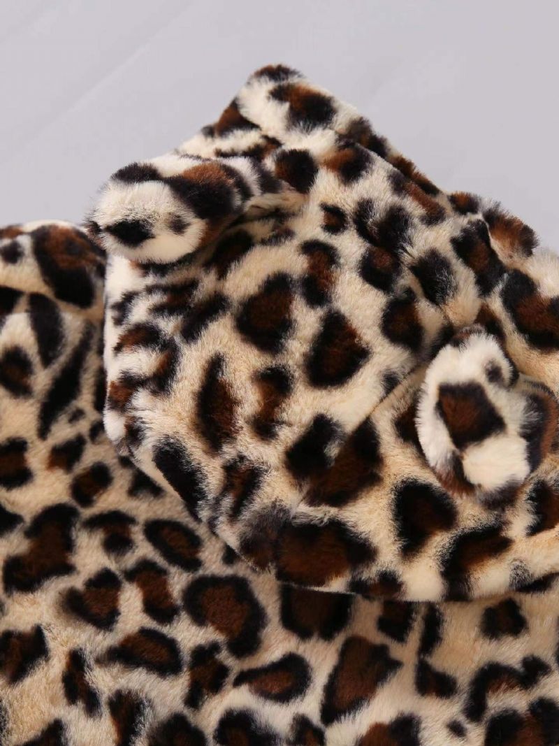 Babypiger Leopard Hættejakke Søde Dyreører Langærmede Lynlås Varm Frakke Børnetøj