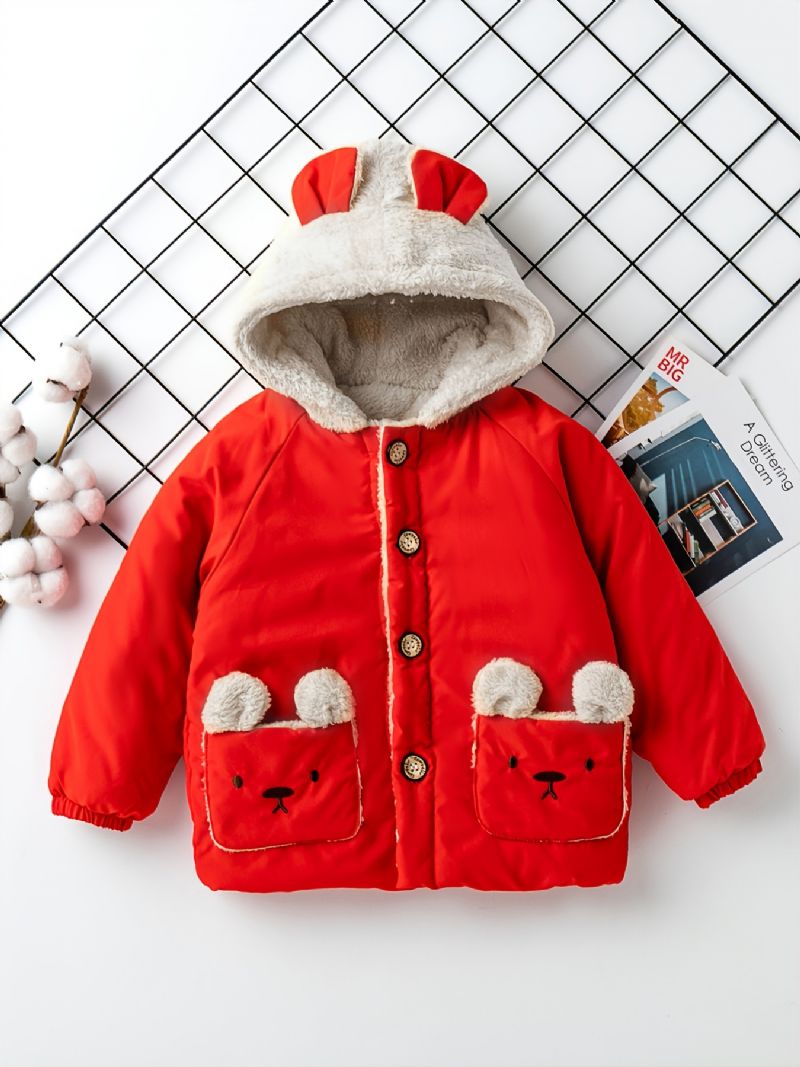 Drenge Bear Broderet Pocket Thick Jacket