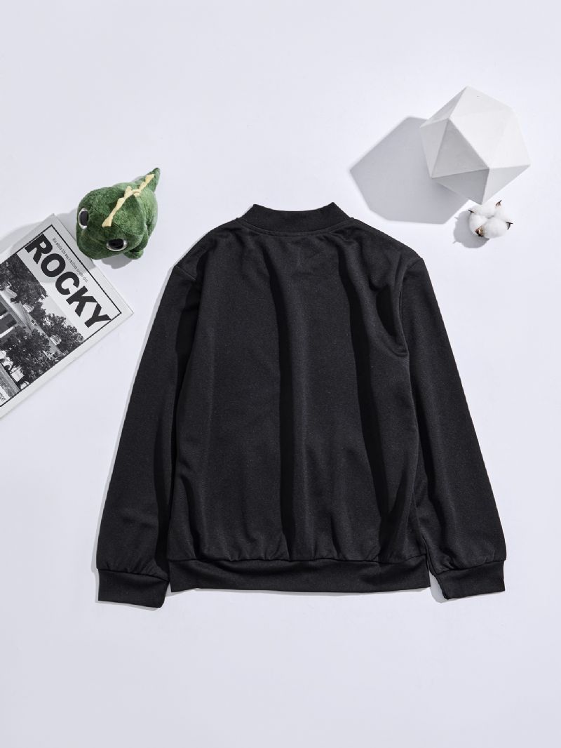 Drenge Solid Zip Front Sweatshirt Frakke