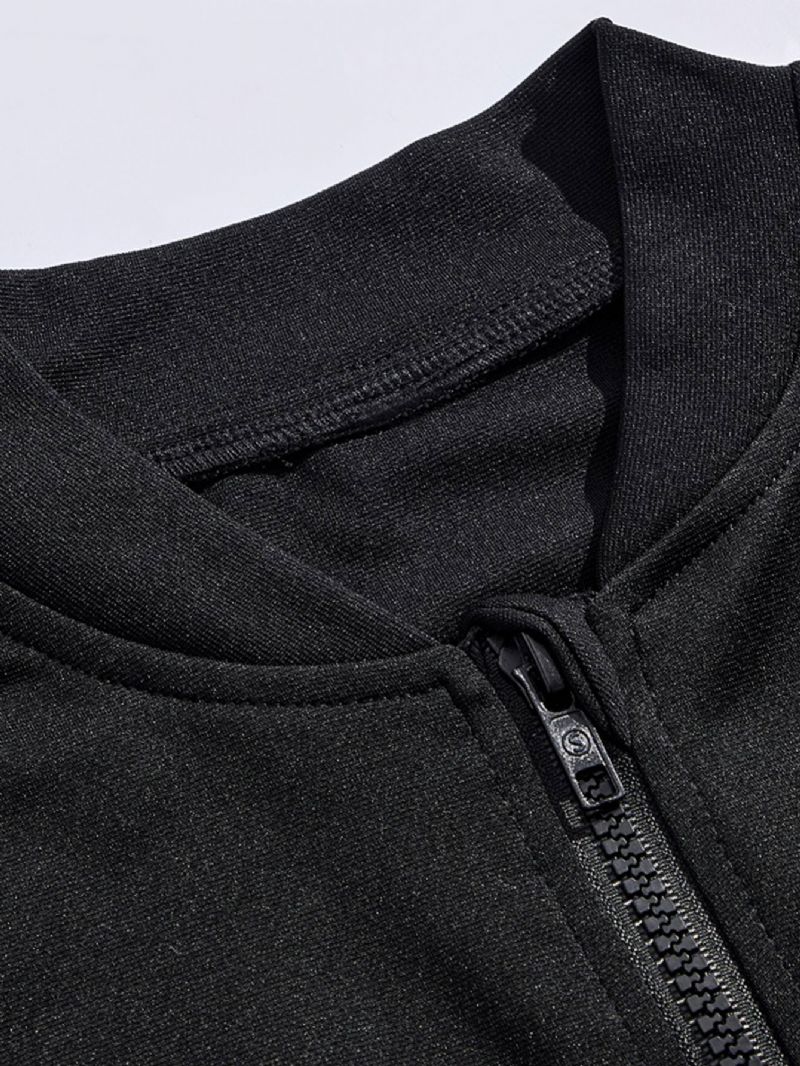 Drenge Solid Zip Front Sweatshirt Frakke