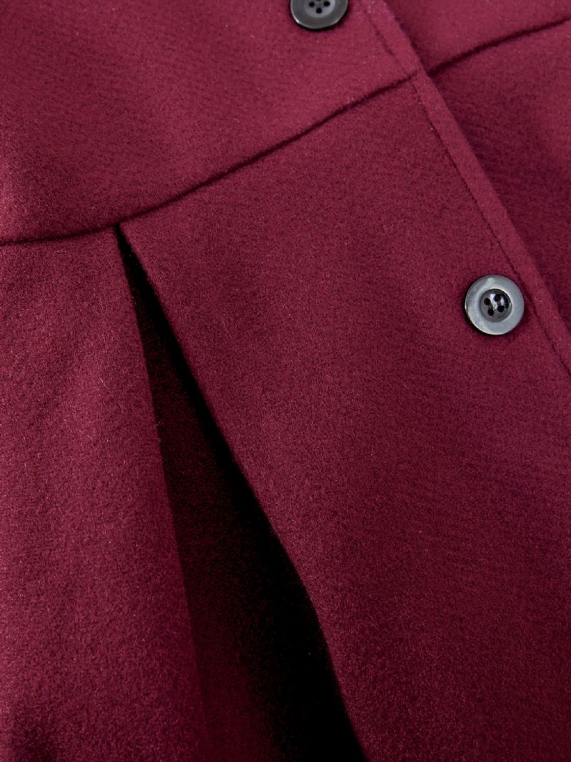 Piger Elegant Casual Lapel Fleece Ulden Frakke Til Julefest Mørkerød