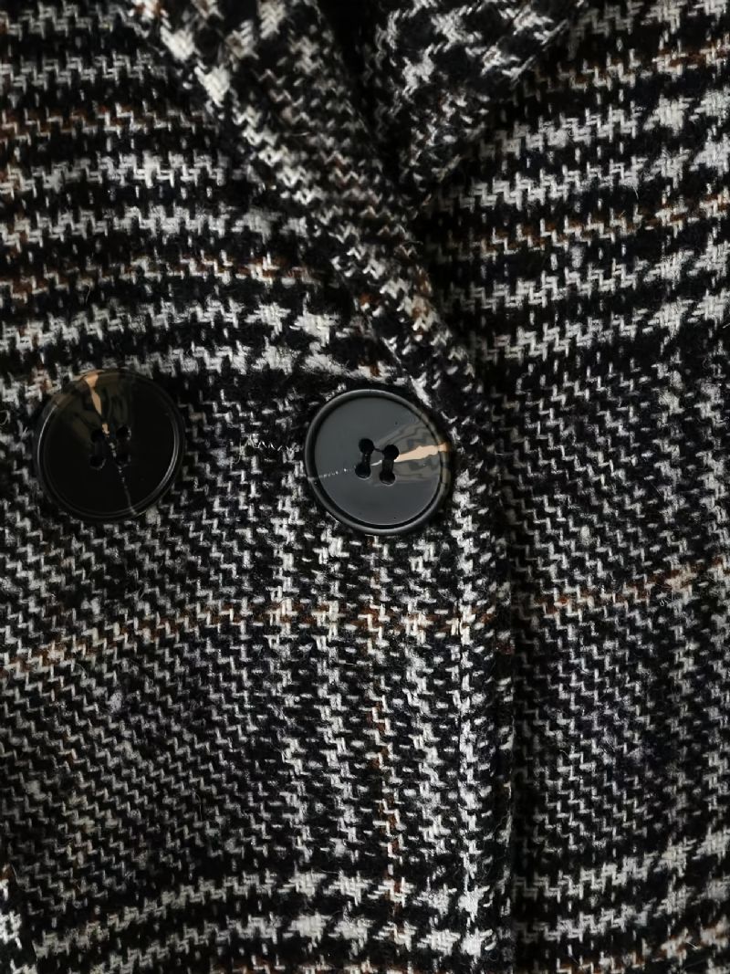 Piger Lapel Frakke Plaid Knap Fortykket Varmt Overtøj Vinter Børnetøj