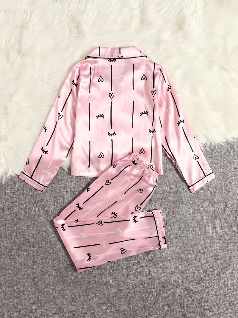 2 Stk/sæt Piger Langærmet Loungewear & Pyjamas Med Sødt Print