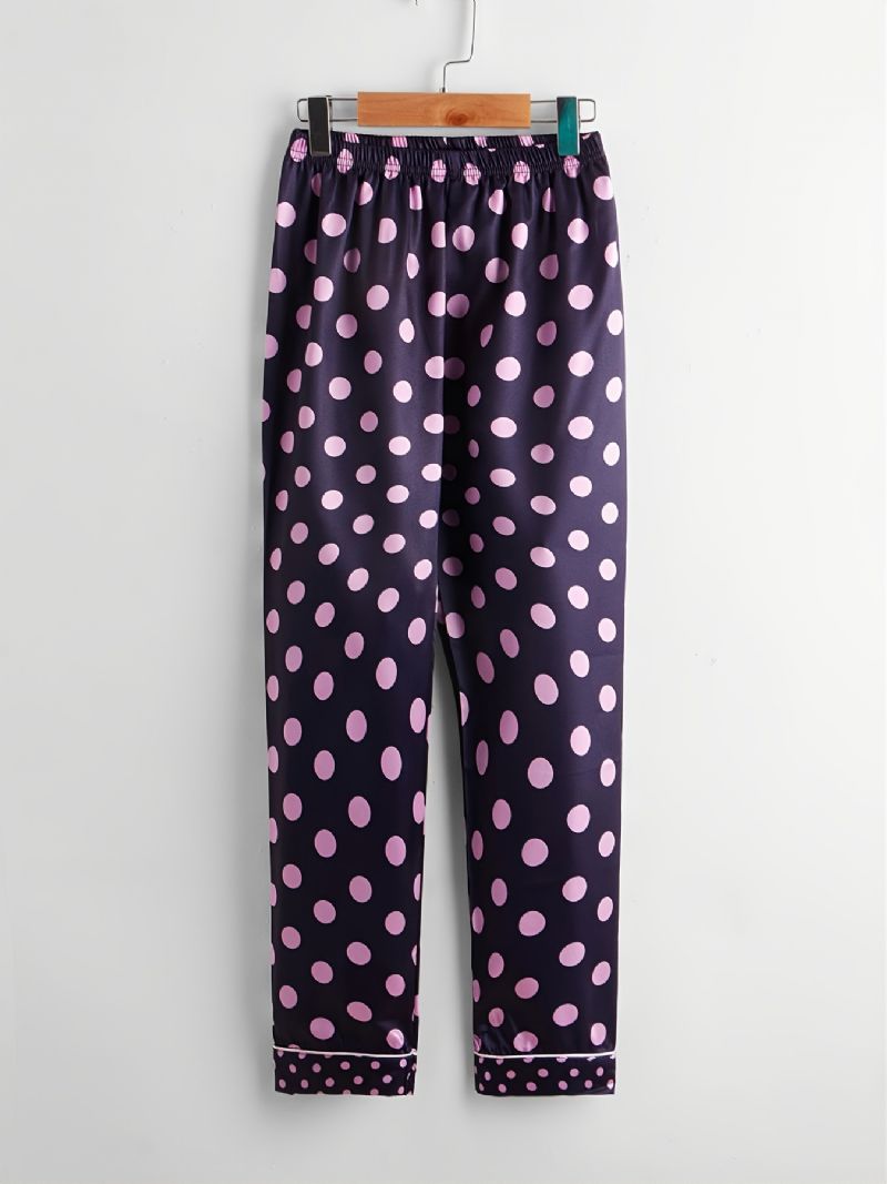 2 Stk Småbørnspiger Collared Cardigan Shorts Outfits Casual Polka Dot Pyjamas Sæt