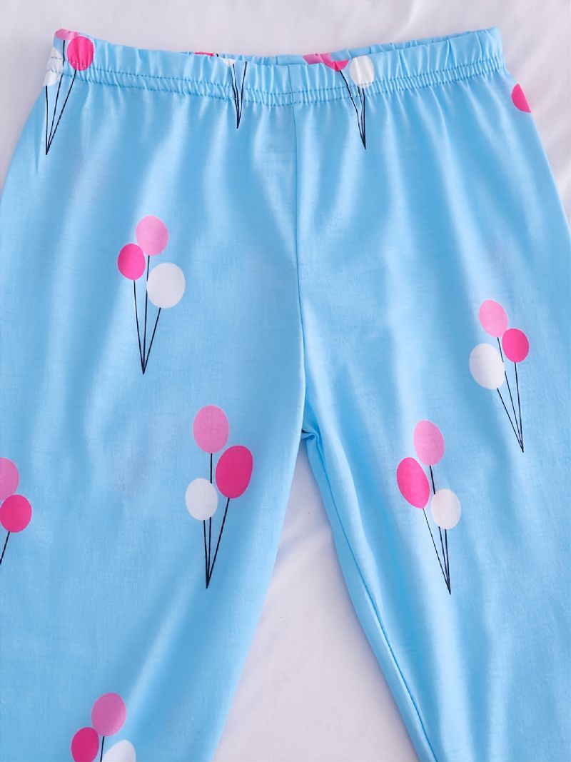 2 Stk Søde Piger Tegneserie Får Ballon Print Pyjamas Sæt Med Langærmede Toppe Og Bukser Ferskenfarve