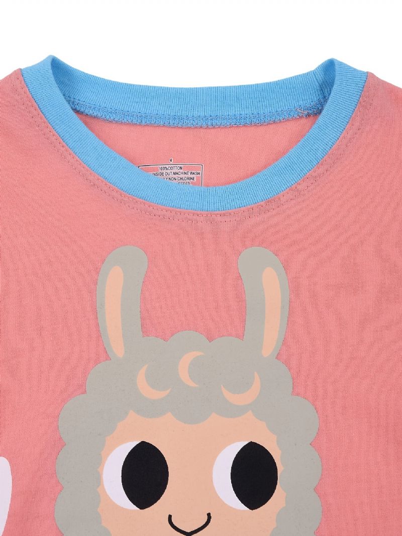 Baby Børn Lounge Wear Homewear Alpaca Mønster Langærmet Top Og Matchende Bukser Sæt Pyjamas Sæt Børnetøj