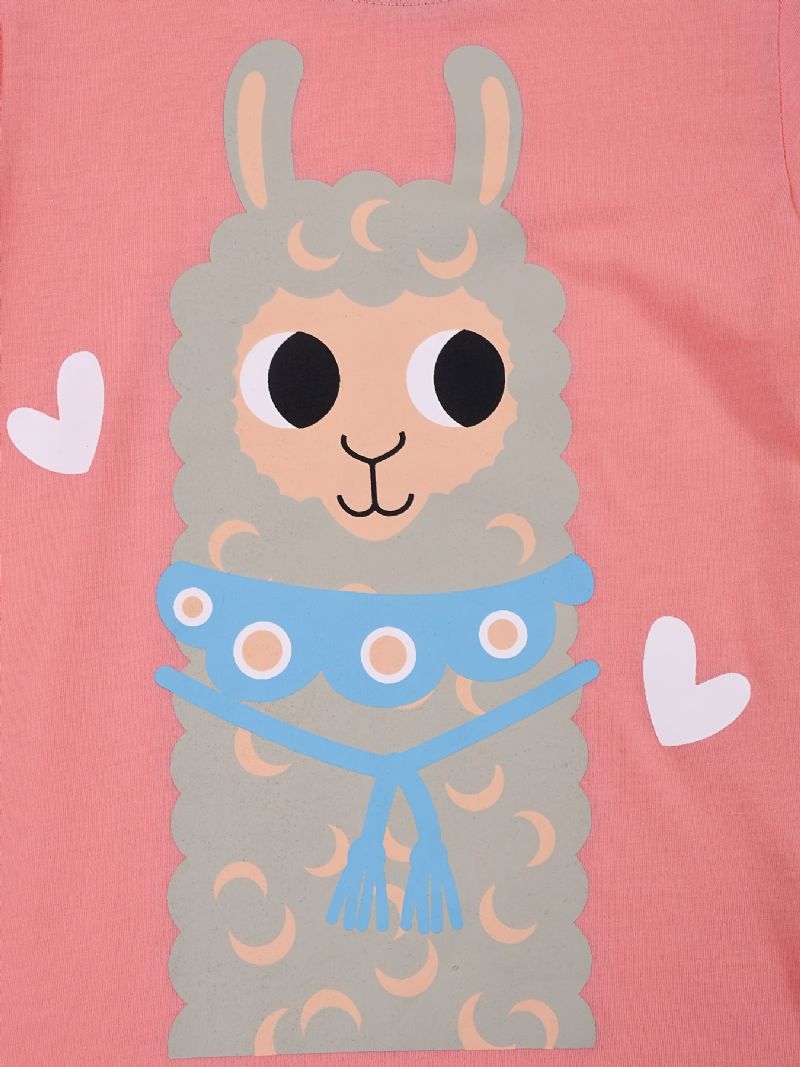 Baby Børn Lounge Wear Homewear Alpaca Mønster Langærmet Top Og Matchende Bukser Sæt Pyjamas Sæt Børnetøj