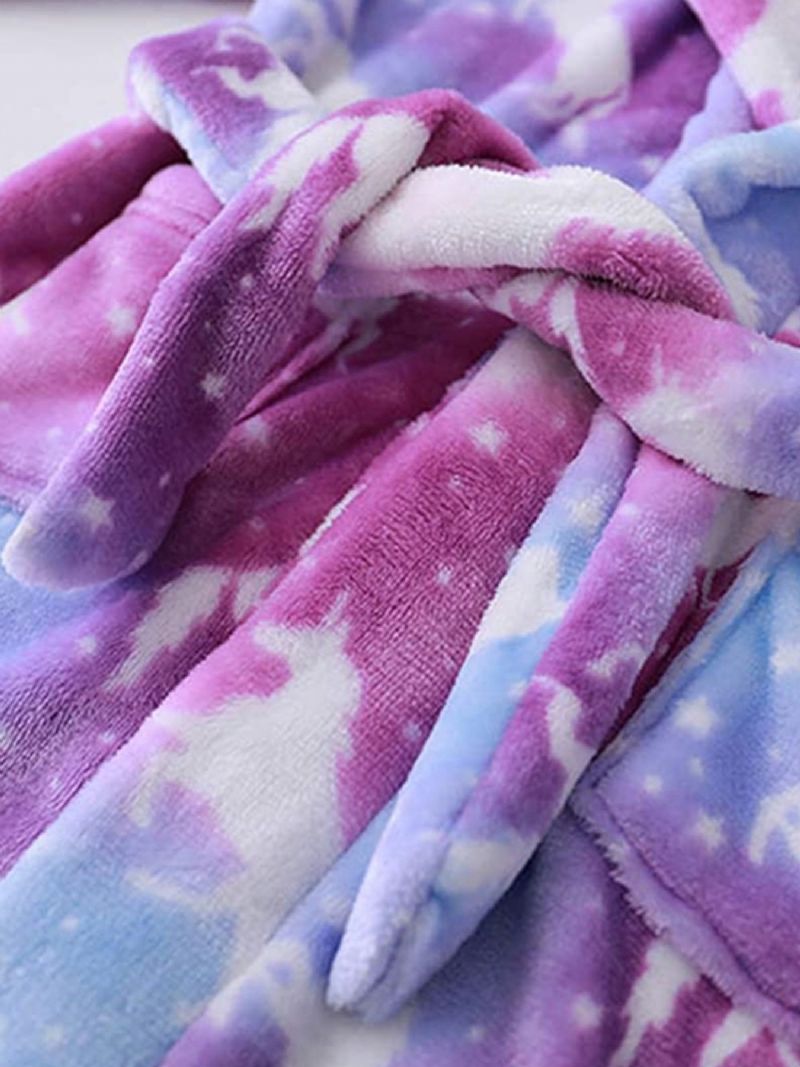 Babypiger Hættebadekåbe Unicorn Flanell Pyjamas Blødt Varmt Bælte Nattøj Vinter Børnetøj