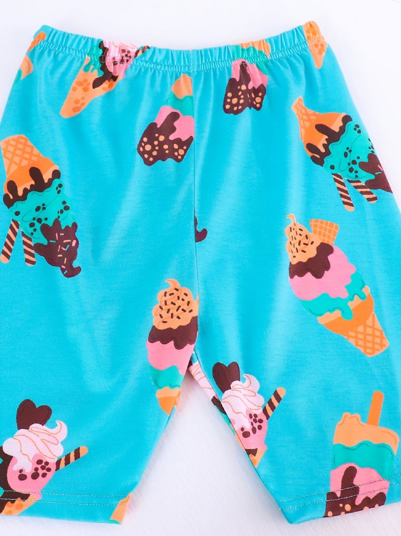 Babypiger Pyjamas Familieoutfit Isprint Med Rund Hals Kortærmet Top Og Shortssæt Børnetøj