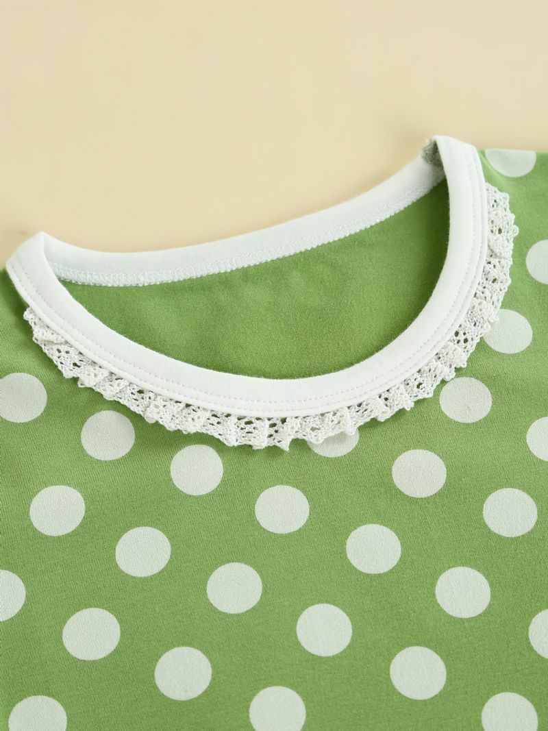 Babypiger Pyjamas Familieoutfit Polka Dots Rundhalset Langærmet Top & Buksesæt Børnetøj