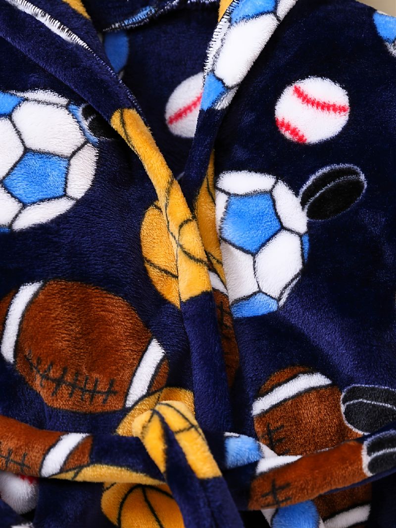 Børn Drenge Piger Casual Football Baseball Print Fleece Lang Badekåbe Til Vinter