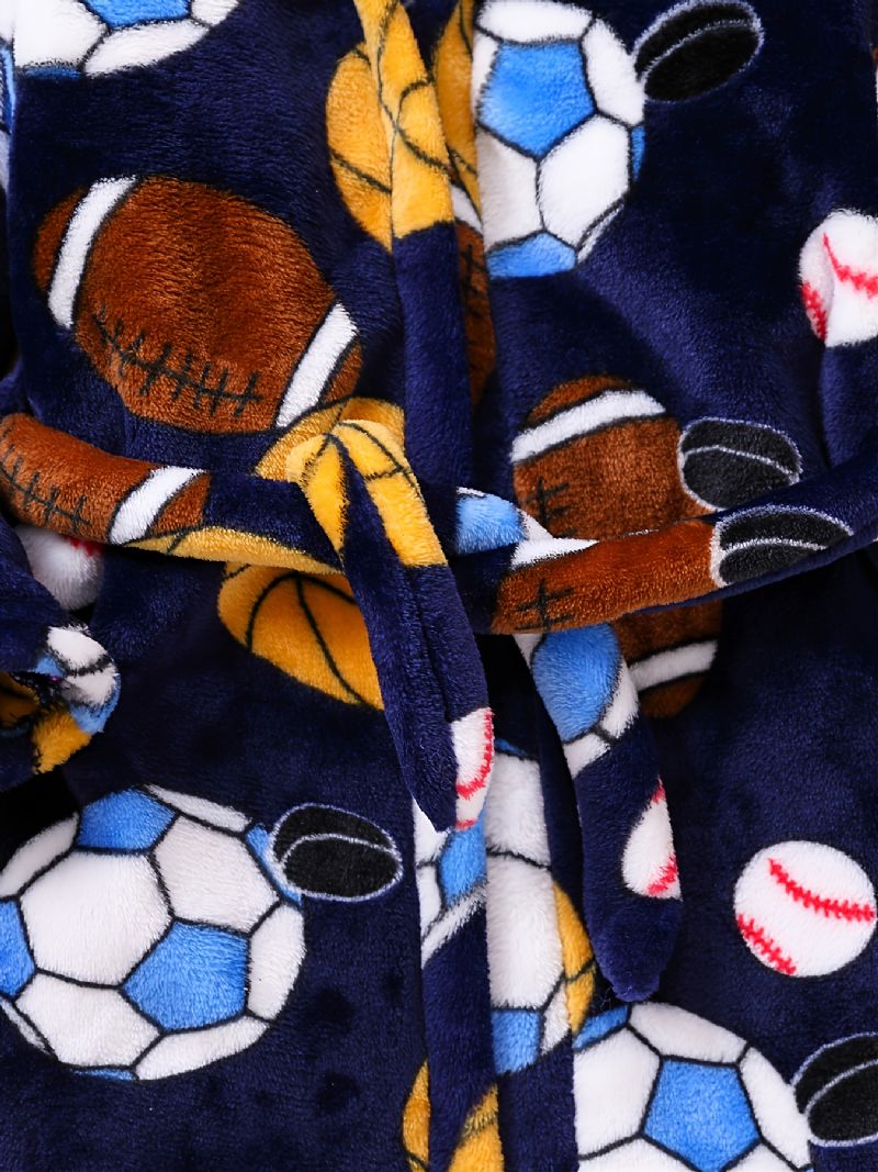 Børn Drenge Piger Casual Football Baseball Print Fleece Lang Badekåbe Til Vinter