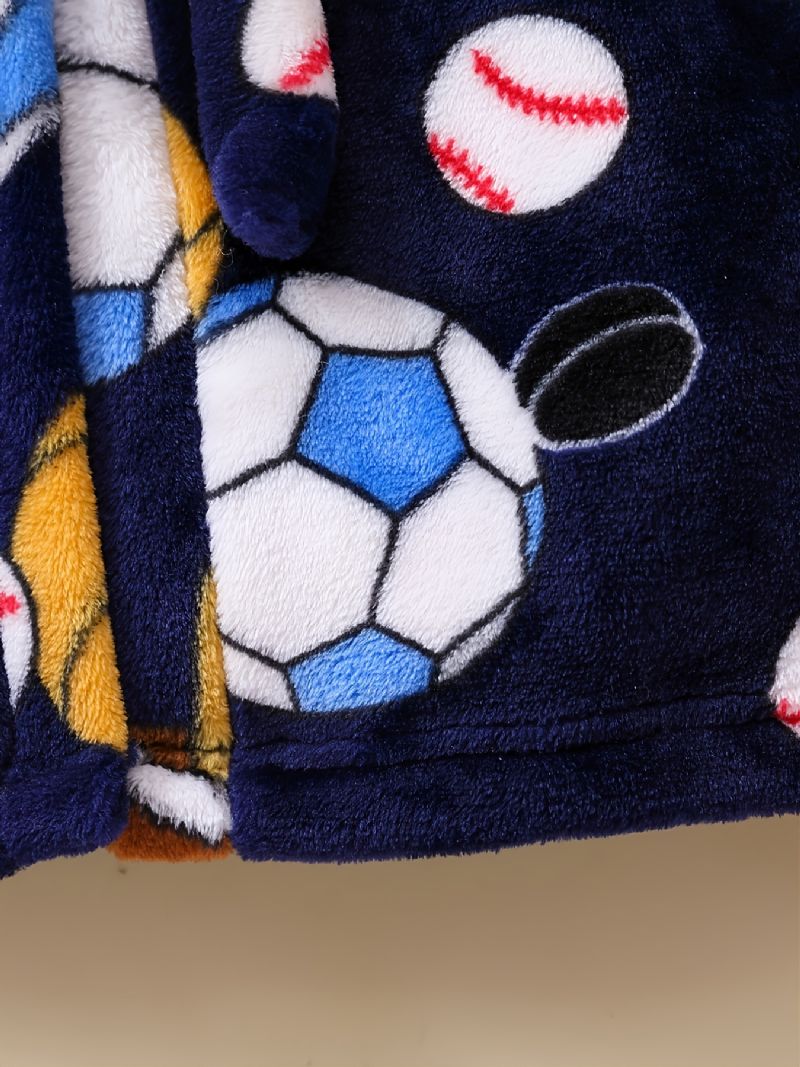 Børn Drenge Piger Casual Football Baseball Print Fleece Lang Badekåbe Til Vinter