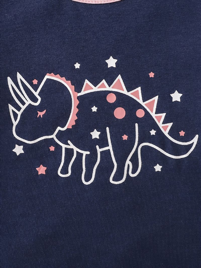 Pige Dinosaur Print Langærmet Top & Bukser Loungewear Sæt