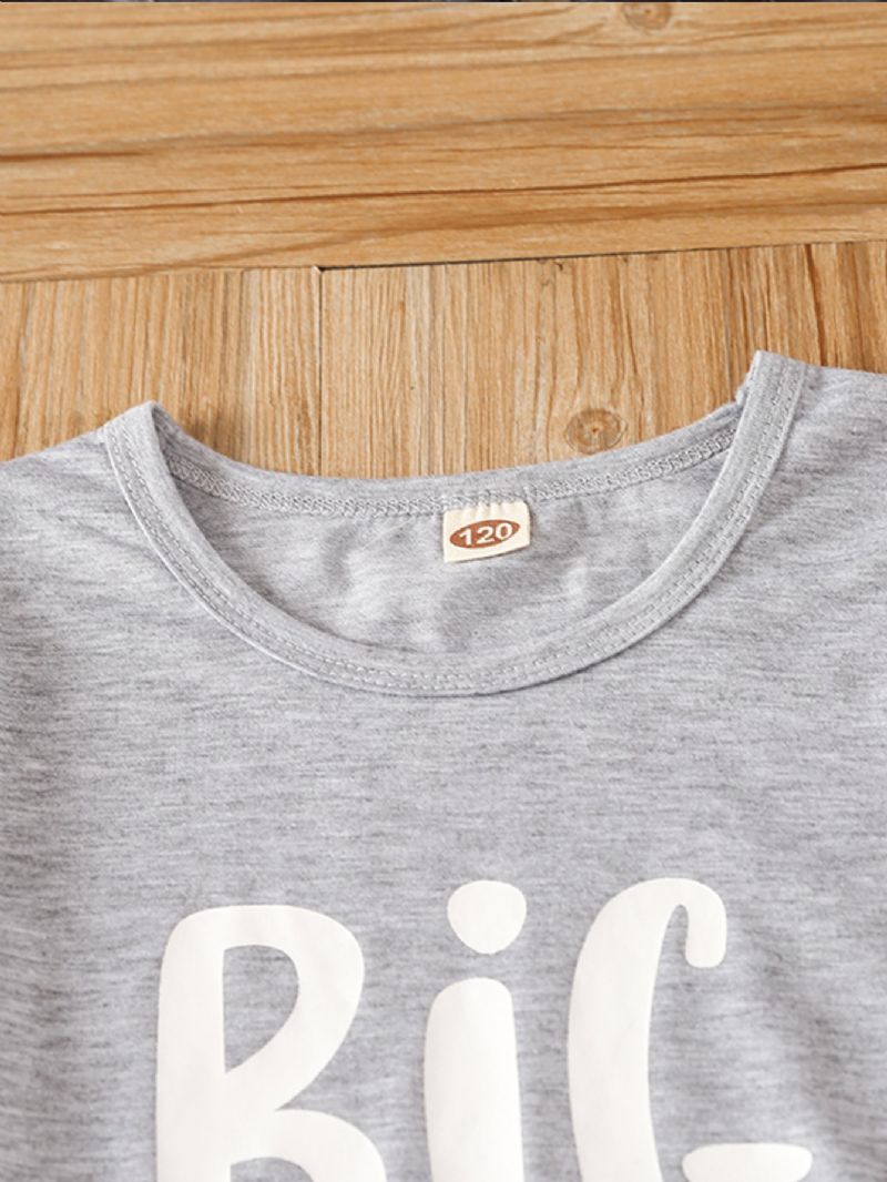 Piger Big Sis Letter Print Casual Pyjamassæt