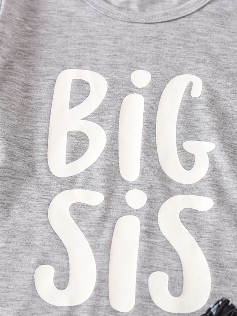 Piger Big Sis Letter Print Casual Pyjamassæt