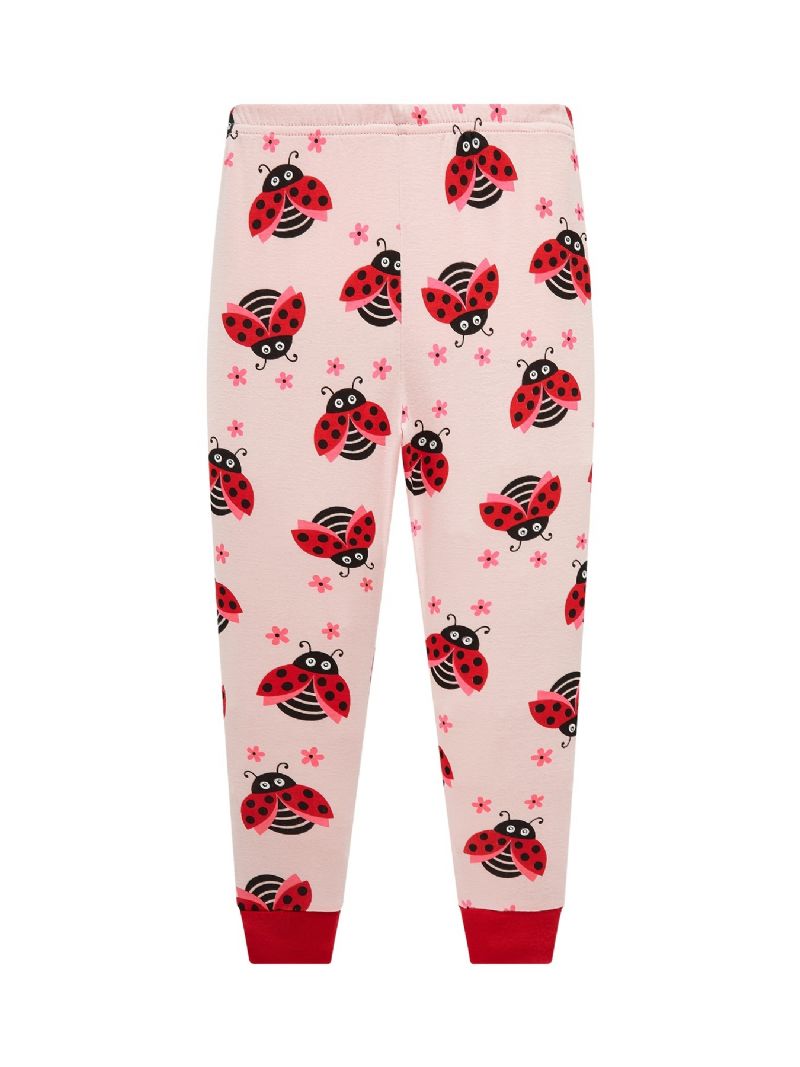 Piger Casual Bee & Ladybug Print Pyjamassæt Med Toppe Og Bukser Børnetøj Til Hjemmet