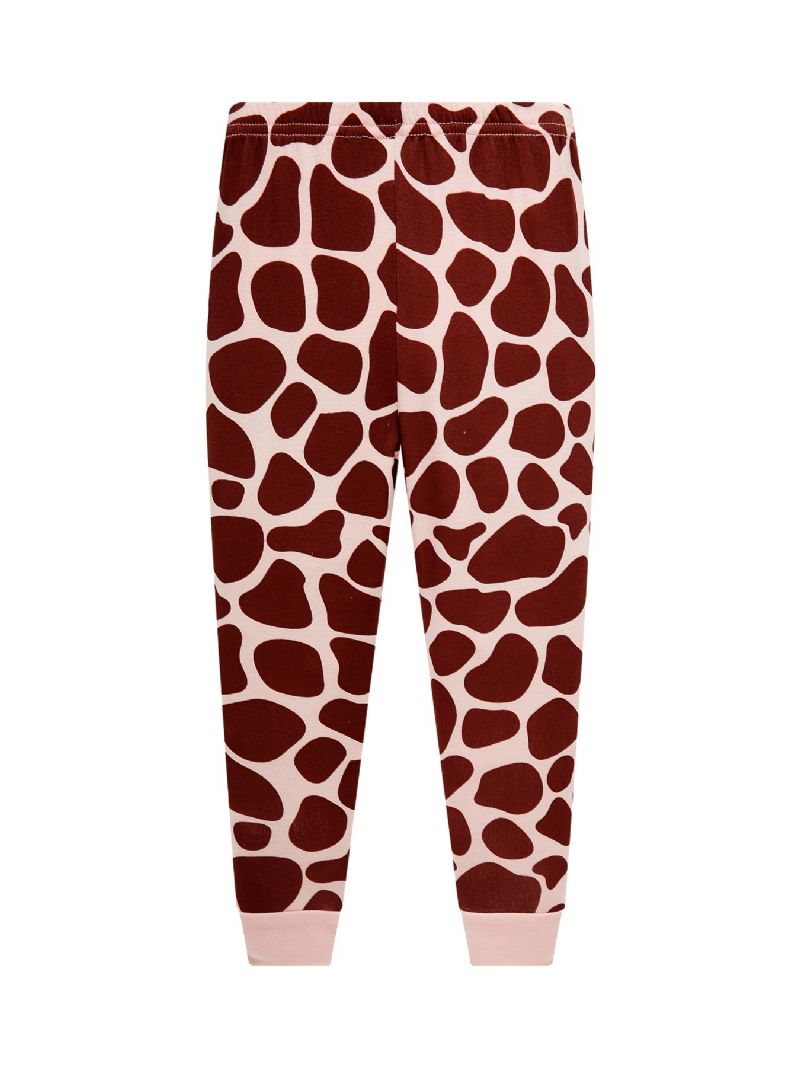 Piger Casual Giraffe Print Pyjamas Sæt Med Toppe & Bukser Børnetøj Til Hjemmet