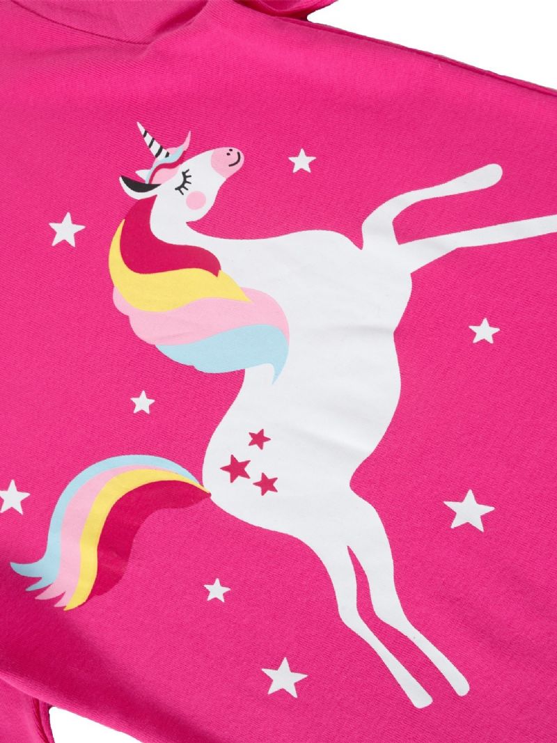 Piger Farve Unicorn Tegneserie Dyr Langærmet Pyjamas Sæt