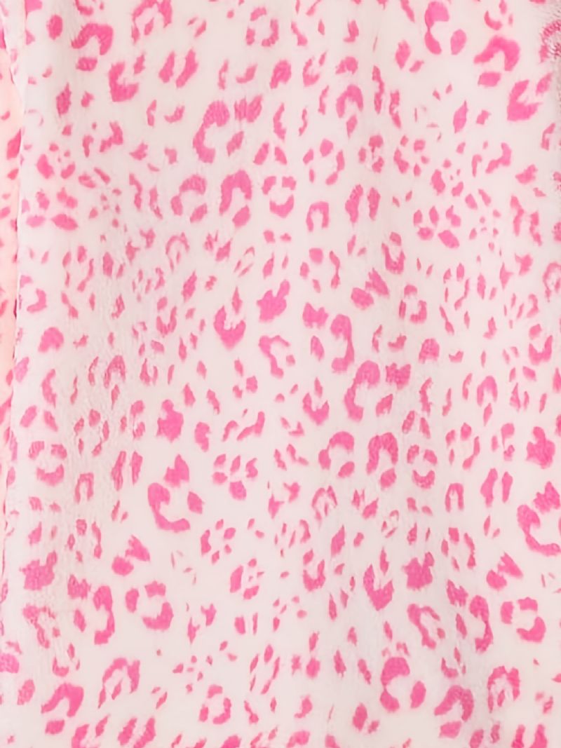 Piger Pyjamas Familieoutfit Pink Leopard Rundhalset Langærmet Top & Buksesæt Børnetøj