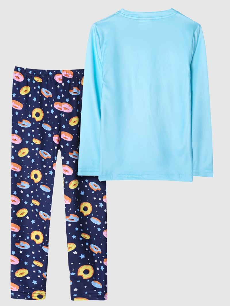 Piger Pyjamas Unicorn Moon Print Rund Hals Langærmet Top & Bukser Sæt