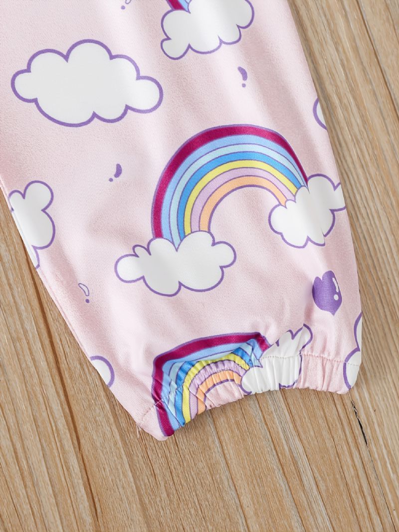 Piger Rainbow Cloud Printed Vest & Eye Mask & Nattøj Bukser Shorts Pyjamassæt