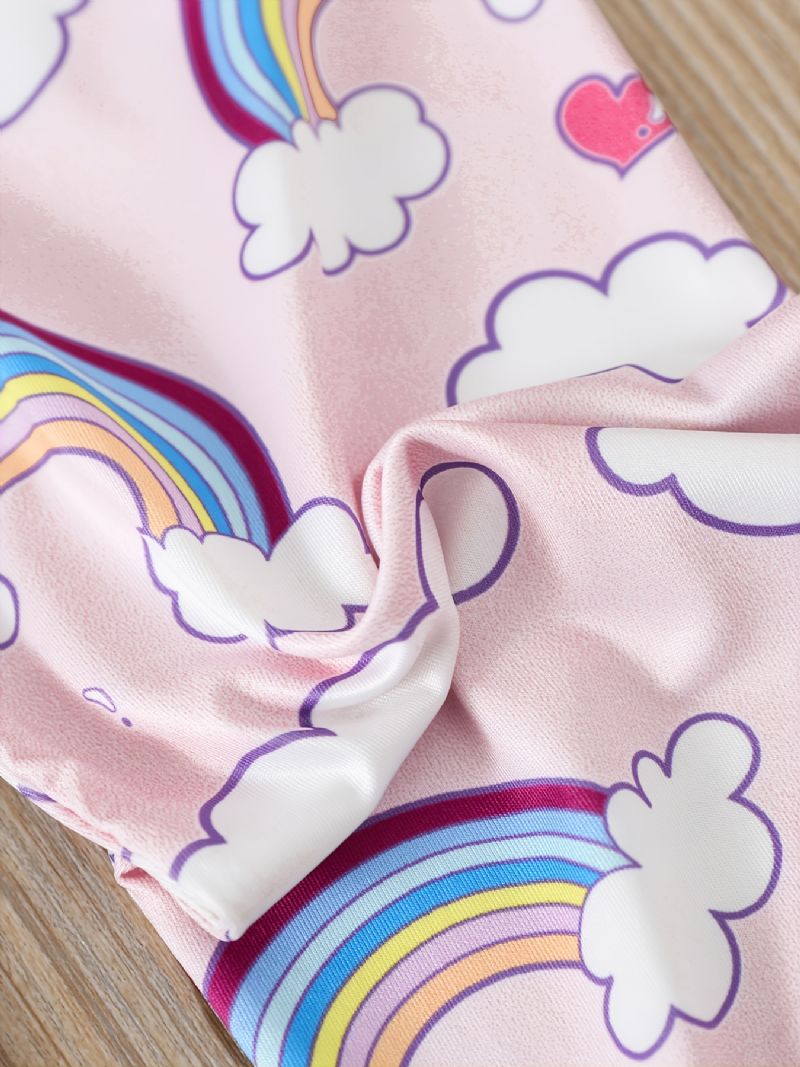 Piger Rainbow Cloud Printed Vest & Eye Mask & Nattøj Bukser Shorts Pyjamassæt