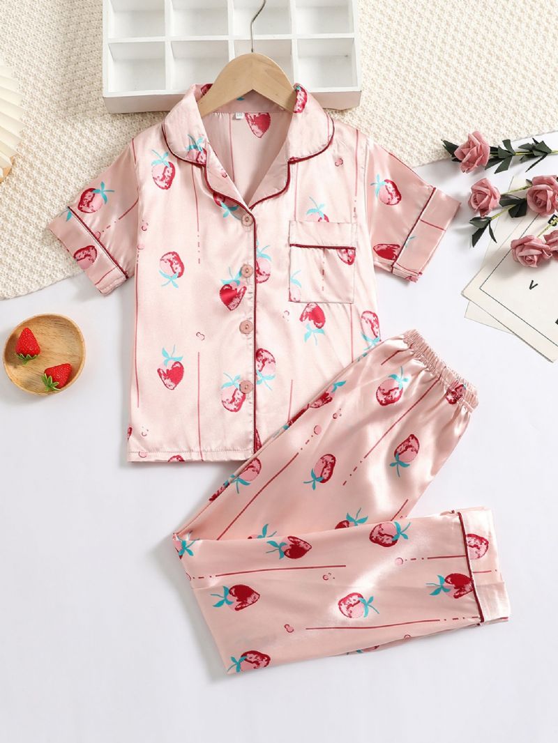 Piger Strawberry Kortærmede Bukser Loungewear