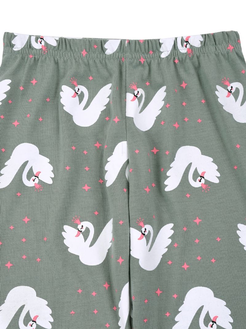 Piger Swan Sweatshirt + Bukser Sæt Børnetøj Pyjamas Sæt Lounge Wear Hjemmetøj
