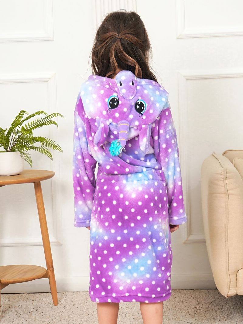 Piger Unicorn Hættebadekåbe Lilla Galaxy Dots Fleece Børnetøj Nattøj