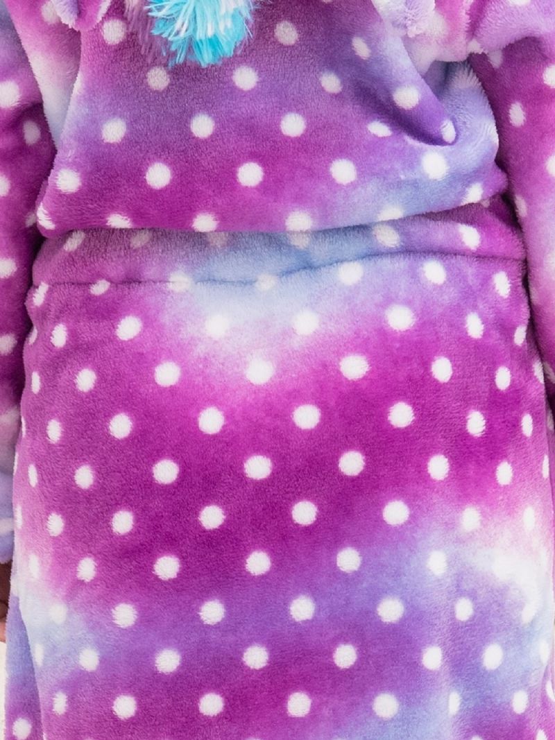 Piger Unicorn Hættebadekåbe Lilla Galaxy Dots Fleece Børnetøj Nattøj