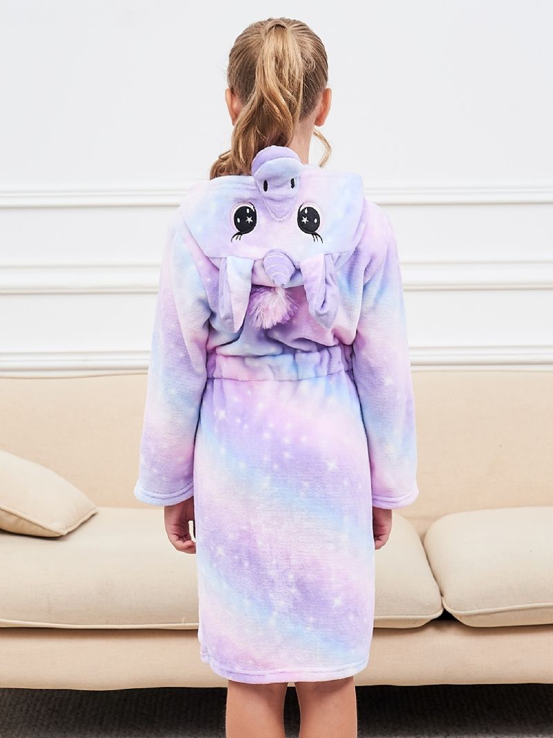 Piger Unicorn Hættebadekåbe Lys Lilla Galaxy Fleece Børnetøj Nattøj