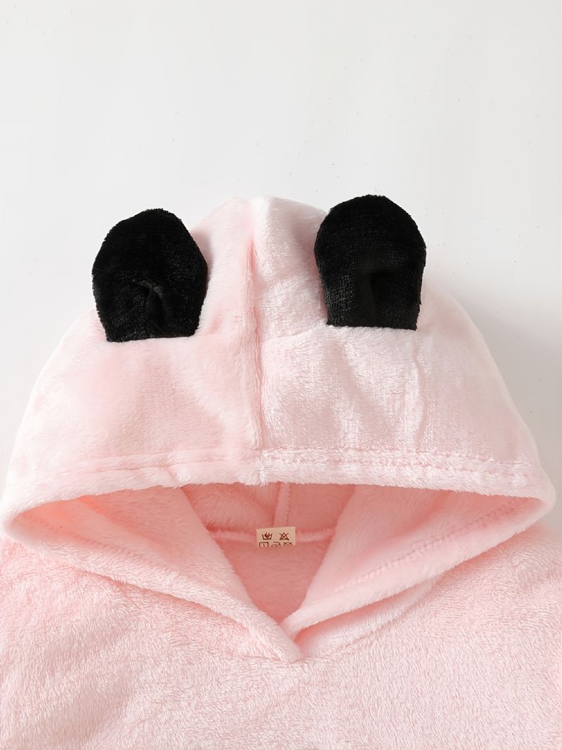 Søde Piger Tegneserie Panda Mønster Flannel Hættepyjamas Sæt Pink