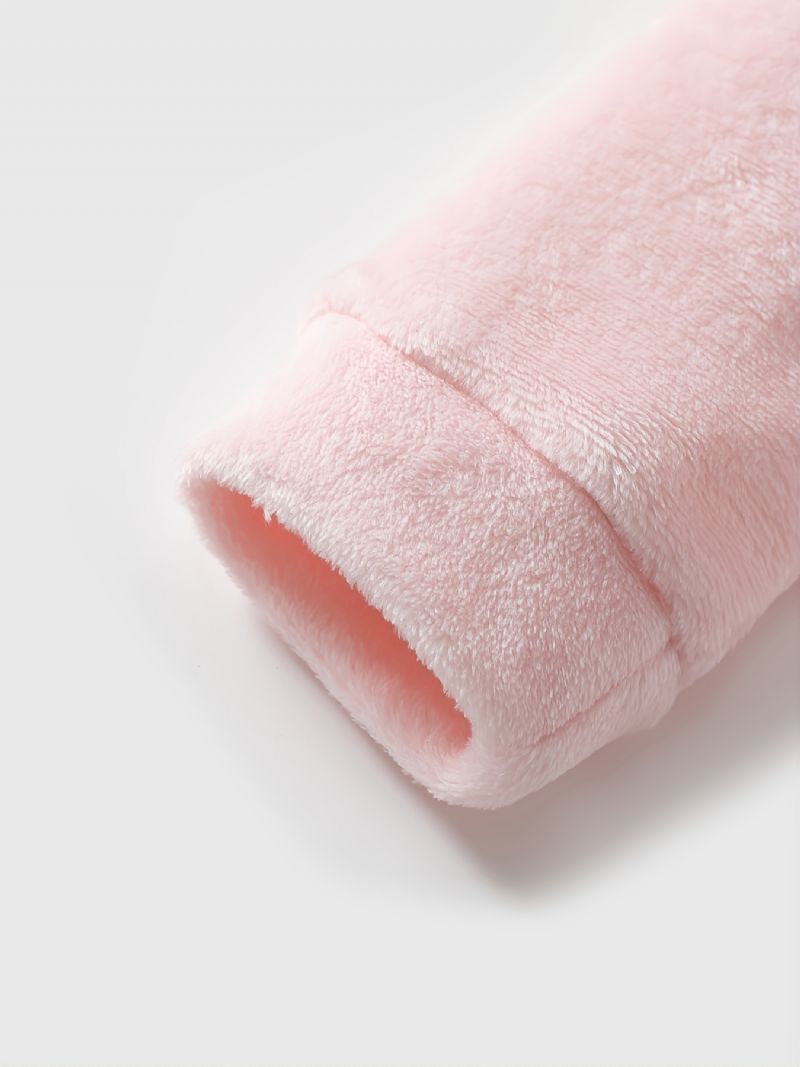 Søde Piger Tegneserie Panda Mønster Flannel Hættepyjamas Sæt Pink