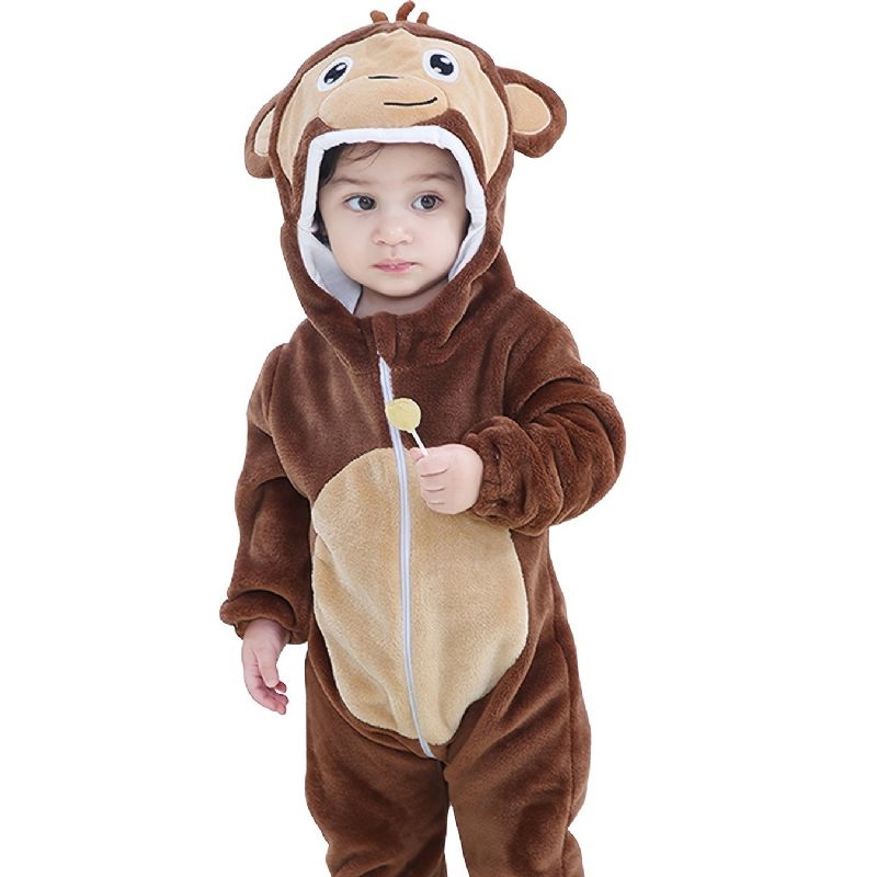 Toddler Baby Fleece Hættedragt Cosplay Jumpsuit Til Drenge Piger Babytøj Vinter Nyt