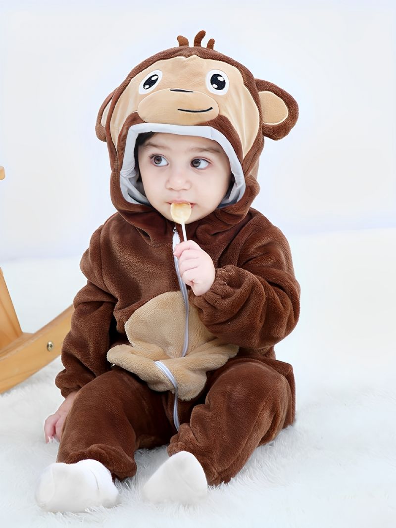 Toddler Baby Fleece Hættedragt Cosplay Jumpsuit Til Drenge Piger Babytøj Vinter Nyt