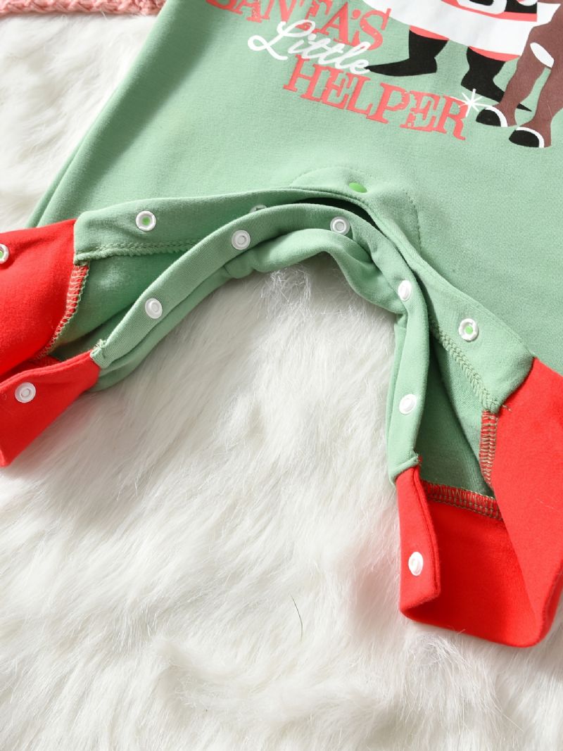 Baby Christmas Outfit Romper Santa Claus Print Langærmet Rundhals Jumpsuit Til Drenge Piger