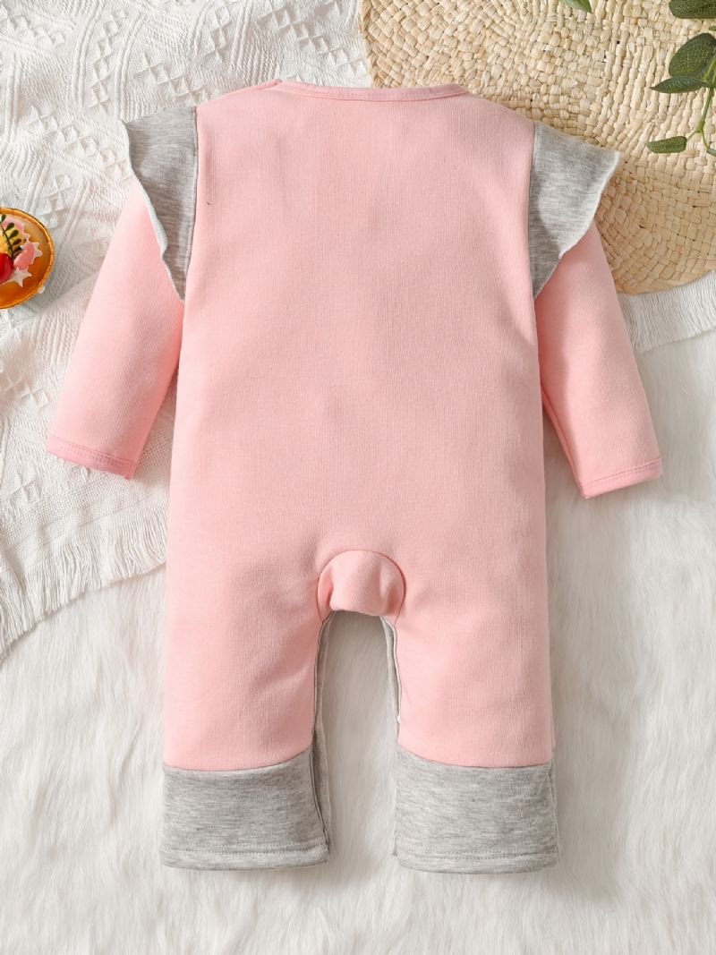 Baby Drenge Og Piger Casual Langærmet Termisk Bukse Sød Tegneserie Elefant Print Jumpsuit Til Vinter Pink