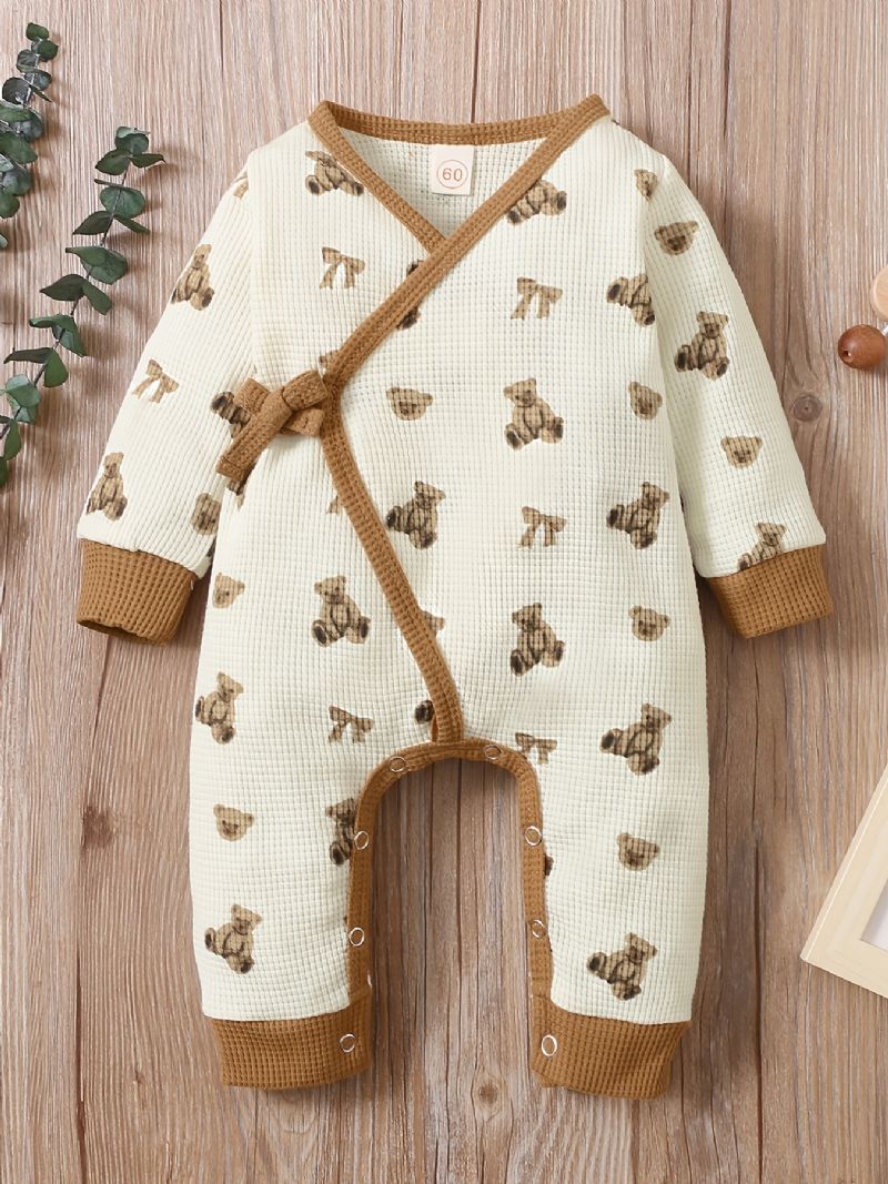 Baby Drenge Piger Jumpsuits Med Bear Print Decor