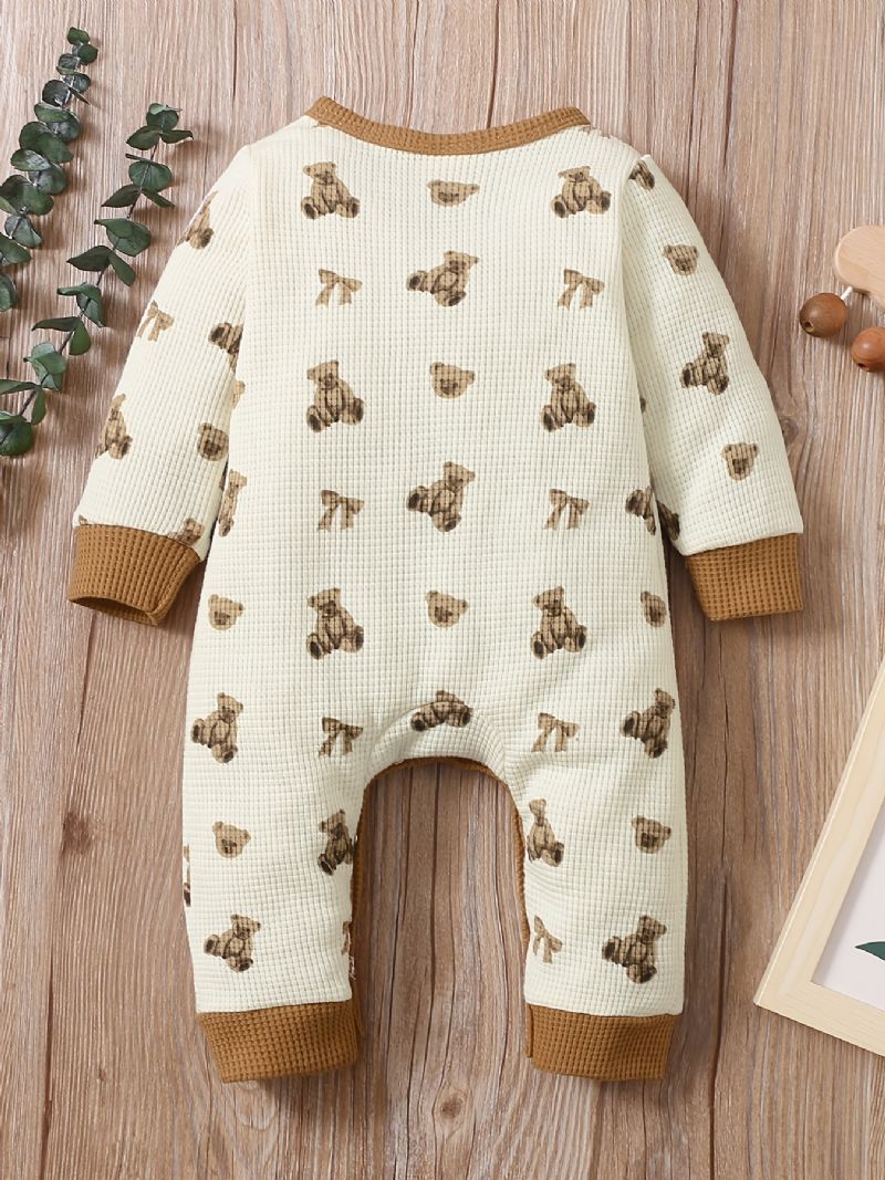 Baby Drenge Piger Jumpsuits Med Bear Print Decor