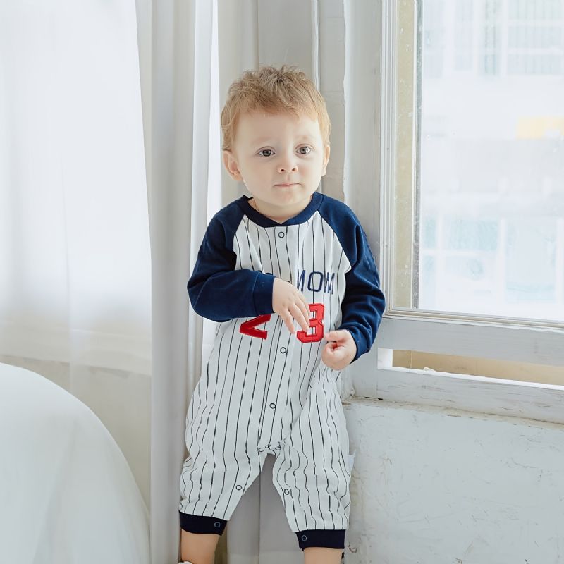 Baby Drenge Piger Langærmet Stribet Jumpsuit Romper Babytøj